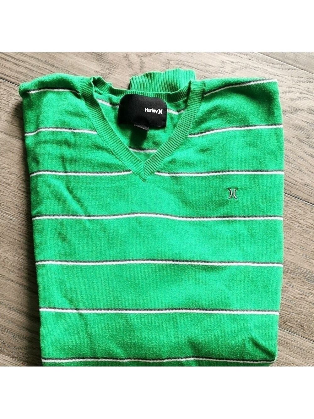 Irish green 🍀 preppy men's Hurley striped sweater. Size Medium. EUC